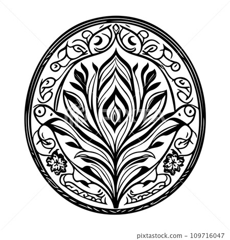 Javanese Ornament design element illustration black 109716047