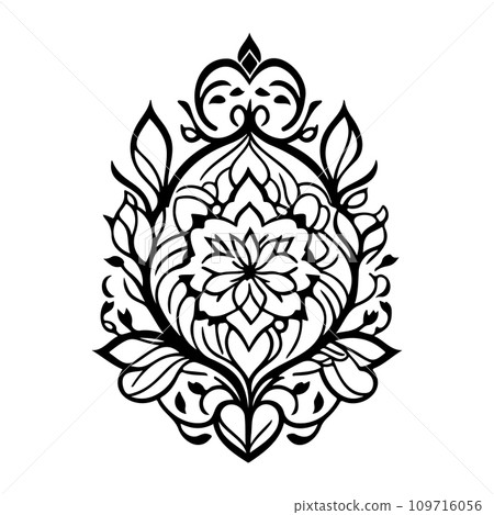 Javanese Ornament design element illustration black Javanese Ornament design element illustration black 109716056