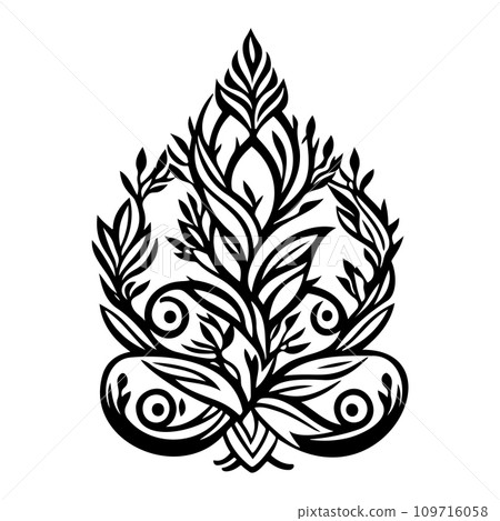 Javanese Ornament design element illustration black 109716058