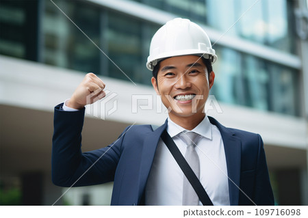 businessman wearing a helmet 109716098