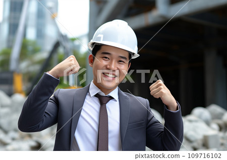 businessman wearing a helmet businessman wearing a helmet 109716102