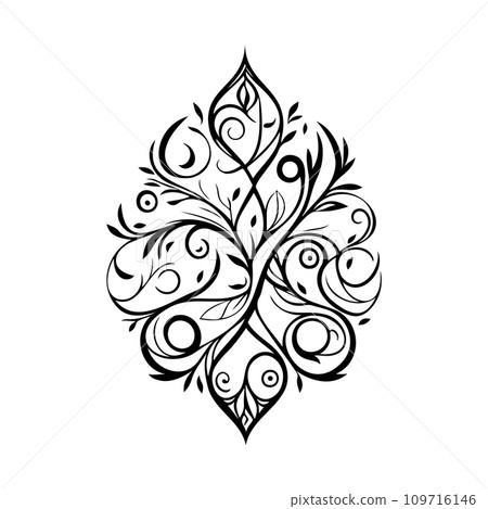 Ornament Arabesque design element illustration black 109716146