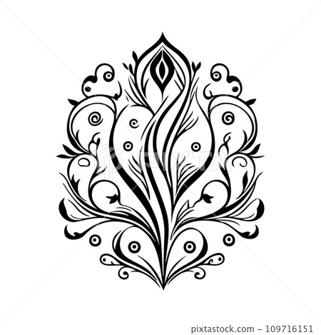 Ornament Arabesque design element illustration black Ornament Arabesque design element illustration black 109716151