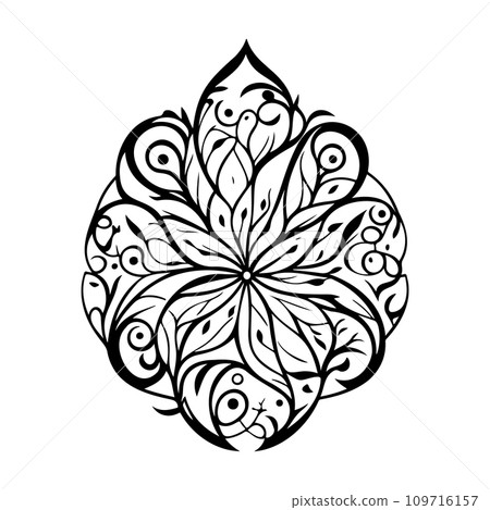 Ornament Arabesque design element illustration black Ornament Arabesque design element illustration black 109716157