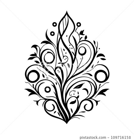 Ornament Arabesque design element illustration black Ornament Arabesque design element illustration black 109716158