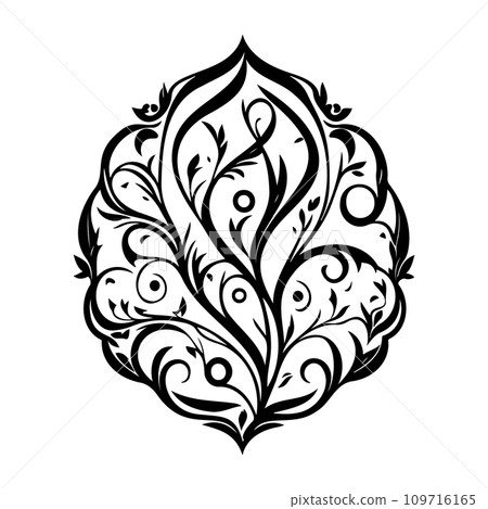 Ornament Arabesque design element illustration black Ornament Arabesque design element illustration black 109716165