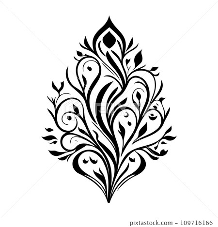 Ornament Arabesque design element illustration black Ornament Arabesque design element illustration black 109716166