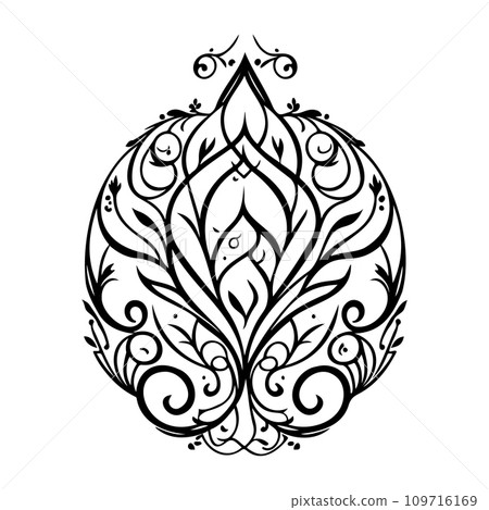 Ornament Arabesque design element illustration black 109716169