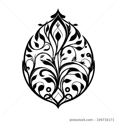 Ornament Arabesque design element illustration black Ornament Arabesque design element illustration black 109716171