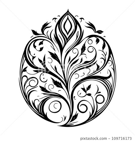 Ornament Arabesque design element illustration black 109716173