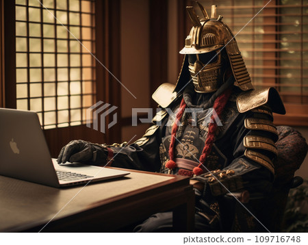 穿著盔甲的武士在現代復興 109716748