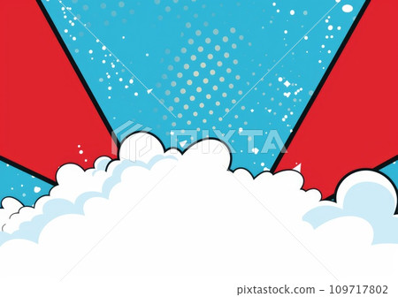 Colorful comic book background with blank white speech bubbles of different shapes. 109717802