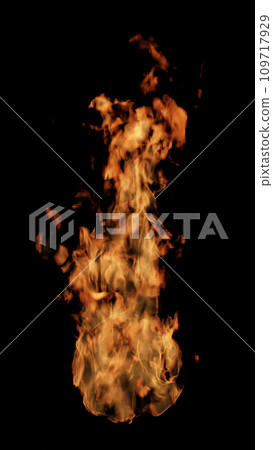 Orange flame, fire on black background. 3D (vertical) Orange flame, fire on black background. 3D (vertical) 109717929