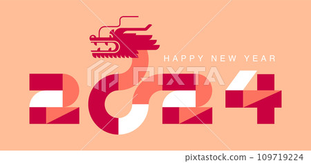 Happy new year, Chinese New Year 2024 , Year of the Dragon , peach color tone 109719224