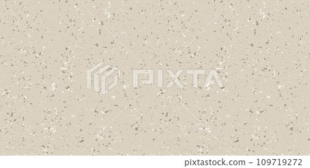 Beige and white mottled seamless pattern. Small grunge sprinkles, particles, dust and spots wallpaper. Noise grain repeating background. Overlay random grit texture. Vector dotted backdrop 109719272