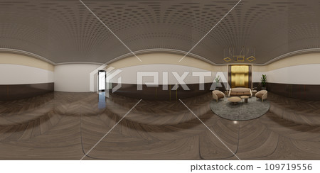 3D illustration of 360 degree rendering featuring modern themed Waiting room. 109719556