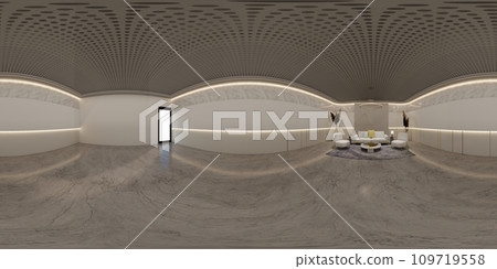 3D illustration of 360 degree rendering featuring modern themed Waiting room. 3D illustration of 360 degree rendering featuring modern themed Waiting room. 109719558