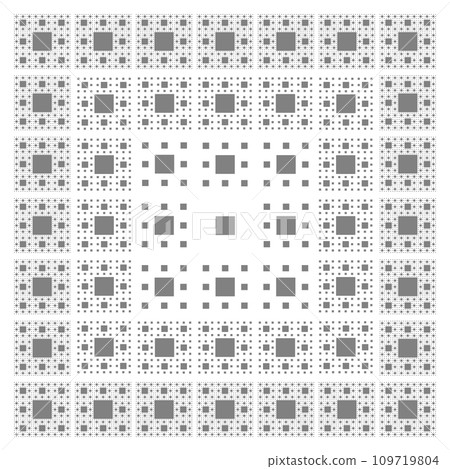 Fractal shape Sierpinski's carpet illustration 109719804
