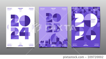 Annual Report, template layout design  2024, 2025, 2026 typography,  geometric shape, flat design 109720002