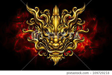 Japanese dragon face Japanese dragon face 109720218
