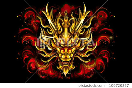 Japanese dragon face 109720257