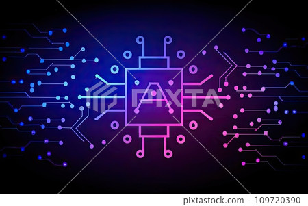 Artificial intelligence AI processor chip icon symbol 109720390