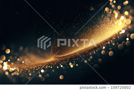 Shimmering golden particles on a dark background for holiday  109720802