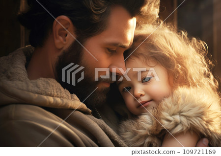 Portrait of cute kid and Father hugging...-插圖素材 [109721169] - PIXTA圖庫