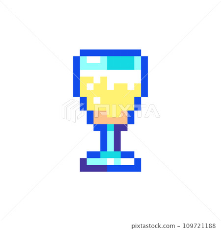 Pixel art Champagne Glass Icon. Vector Pixel 8bit Bubbly Celebration Drink. 80s 90s Retro Game Decor For Valentine's Day. Pixelated Champagne Toast Flute Sticker Illustration on white background. Pixel art Champagne Glass Icon. Vector Pixel 8bit Bubbly Celebration Drink. 80s 90s Retro Game Decor For Valentine's Day. Pixelated Champagne Toast Flute Sticker Illustration on white background. 109721188