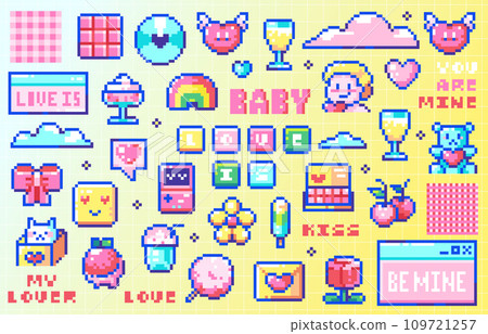 SUMIYAKI ビデオゲームシリーズPixel y2kピアス pixel-art-y2k-geek-sticker-