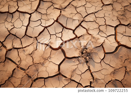 Cracked earth. Cracked soil on dry season. Global warming. Cracked earth. Cracked soil on dry season. Global warming. 109722255