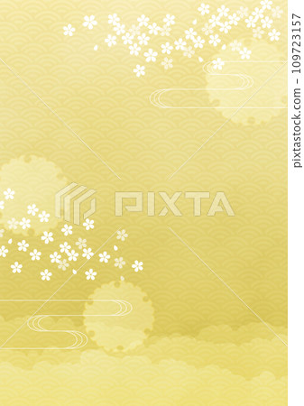 櫻花和雲的日本圖案背景 109723157