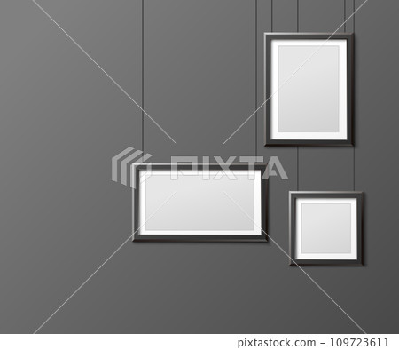 Mockup photo or picture frames exposition, realistic vector illustration isolated. 109723611