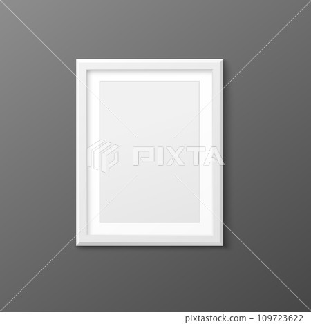 Blank white photo frame mockup on wall, realistic vector illustration isolated. Blank white photo frame mockup on wall, realistic vector illustration isolated. 109723622