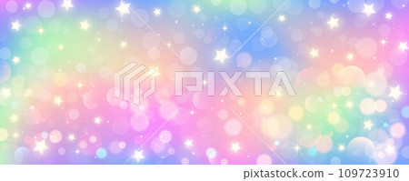 Pink unicorn sky with stars. Cute purple pastel background. Fantasy dreaming galaxy and magic wavy space with fairy light. Vector illustration Pink unicorn sky with stars. Cute purple pastel background. Fantasy dreaming galaxy and magic wavy space with fairy light. Vector illustration 109723910
