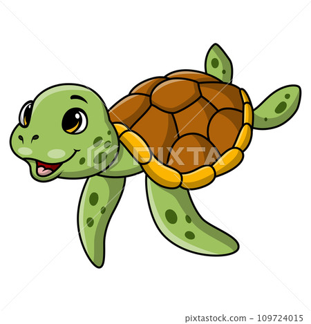 Cute sea turtle cartoon on white background Cute sea turtle cartoon on white background 109724015
