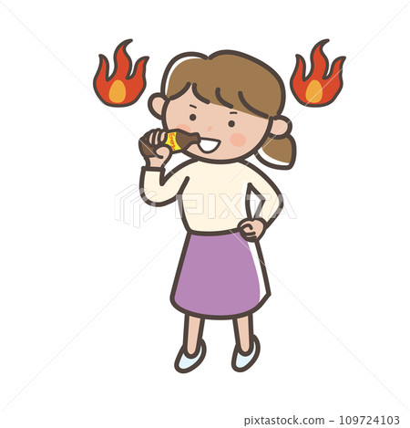 Illustration of a woman drinking an energy drink to get motivated to restart Illustration of a woman drinking an energy drink to get motivated to restart 109724103