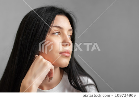 Portrait of a thoughtful young girl. 109724909