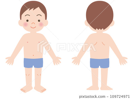 Boy in underwear, front and back 109724971