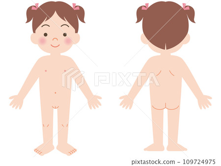 Girl's whole body, front and back 109724975