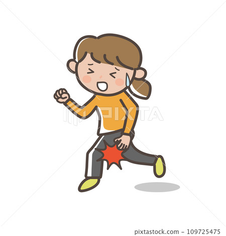 一位女性在跑步時抽筋傷到腿筋的插圖 109725475