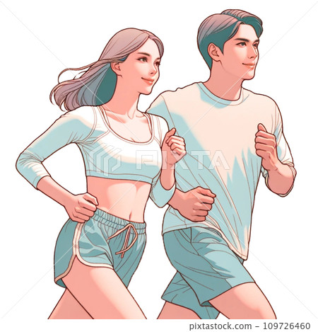 Jogging men and women running sports Jogging men and women running sports 109726460