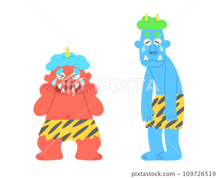 Red demon and blue demon crying sadly Red demon and blue demon crying sadly 109726519
