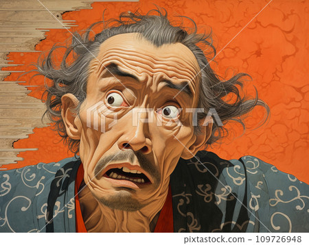 Ukiyo-e style surprised man Ukiyo-e style surprised man 109726948