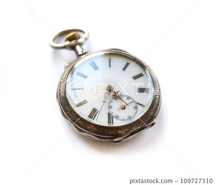 Pocket watch with shadow isolated on white background Pocket watch with shadow isolated on white background 109727310
