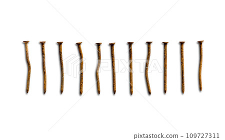 Old rusty nails isolated on white background Old rusty nails isolated on white background 109727311