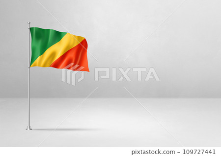 Congolese flag isolated on white concrete wall background Congolese flag isolated on white concrete wall background 109727441