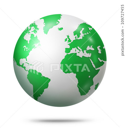 Green earth globe isolated on white background 109727455