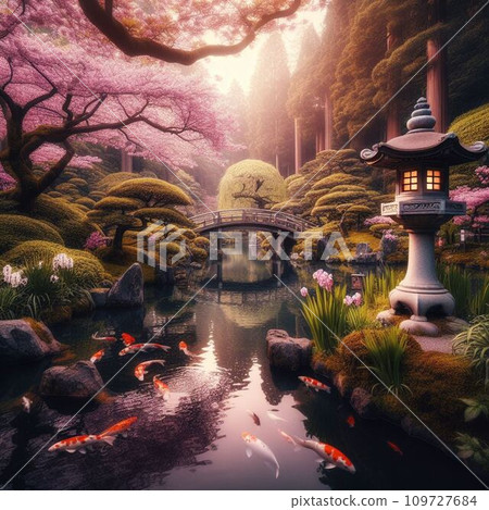 日式庭園、茶園、四季風景、寧靜、療癒、日本之美 109727684