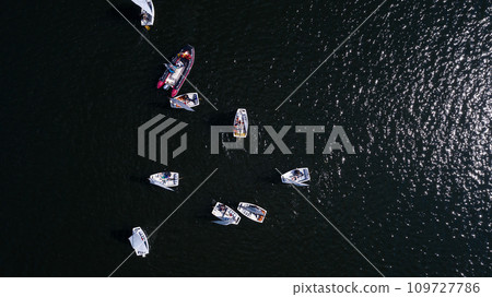 Yachts and sailboats on the Minsk Sea or the Zaslavsky reservoir near Minsk. Belarus 109727786